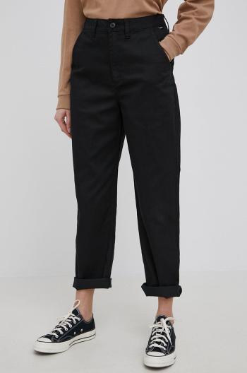 Kalhoty Vans dámské, černá barva, jednoduché, high waist
