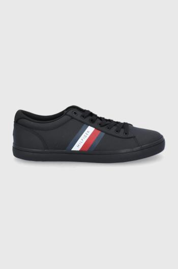 Kožené boty Tommy Hilfiger černá barva