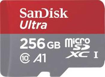 Paměťová karta microSDXC, 256 GB, SanDisk Ultra®, Class 10, UHS-I, výkonnostní standard A1, vč. softwaru Android, vč. SD adaptéru