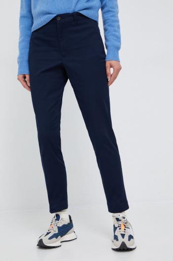 Kalhoty Polo Ralph Lauren dámské, tmavomodrá barva, střih chinos, medium waist