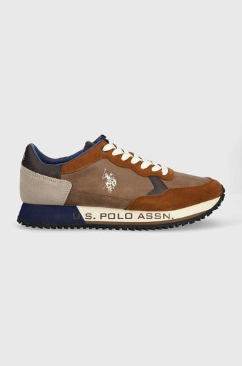 Kožené sneakers boty U.S. Polo Assn. hnědá barva
