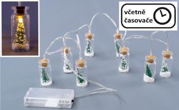 Nexos  65855 Vánoční dekorativní řetěz - 8 LED, mini skleničky se stromky