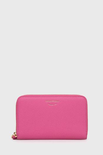 Kožená peněženka Emporio Armani dámská, růžová barva