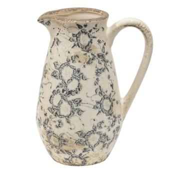 Keramický dekorační džbán se šedými květy Filon French S - 16*12*22 cm 6CE1460S