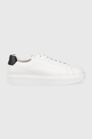 Kožené sneakers boty HUGO bílá barva