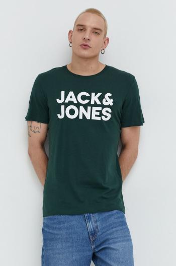 Bavlněné tričko Jack & Jones zelená barva, s potiskem