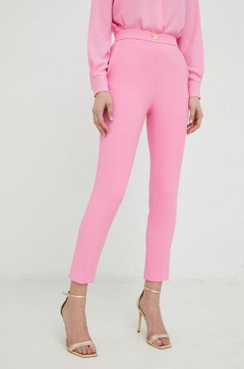 Kalhoty Elisabetta Franchi dámské, růžová barva, fason cargo, high waist