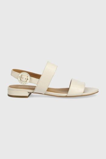 Kožené sandály Emporio Armani dámské, béžová barva