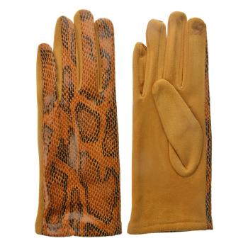Okrové rukavice v imitaci hadí kůže  - 9*24 cm JZGL0034Y