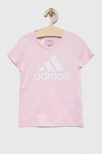 Dětské bavlněné tričko adidas G BL růžová barva