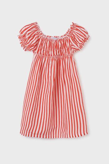 Dětské bavlněné šaty Mayoral červená barva, mini, áčková