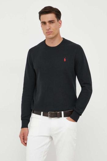 Bavlněný svetr Polo Ralph Lauren černá barva, lehký, 710918163