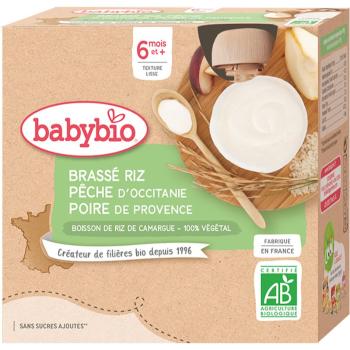 Babybio BIO broskev a hruška rýžová kaše 4x85 g