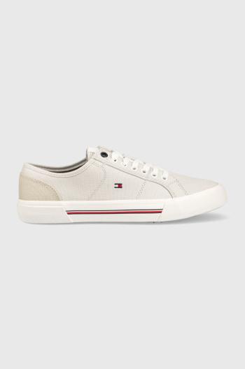 Tenisky Tommy Hilfiger CORE CORPORATE VULC CANVAS pánské, šedá barva, FM0FM04560