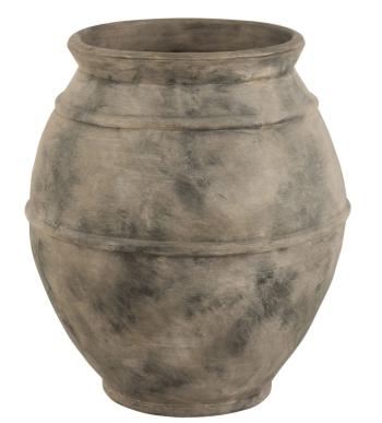 Šedo-hnědá antik keramická dekorační váza Vintage - Ø 56*67cm 17886