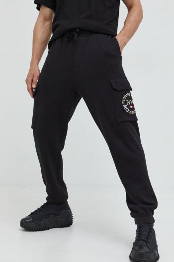 Bavlněné tepláky Tommy Jeans černá barva, s aplikací