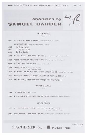 MS Samuel Barber: Agnus Dei