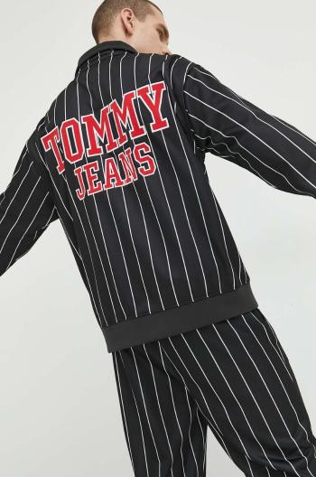 Mikina Tommy Jeans pánská, černá barva, vzorovaná