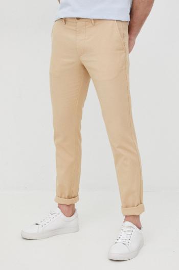 Kalhoty Tommy Hilfiger Bleecker pánské, béžová barva, ve střihu chinos