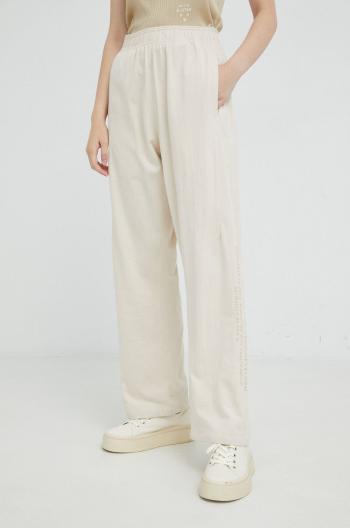 Bavlněné kalhoty G-Star Raw dámské, béžová barva, s potiskem
