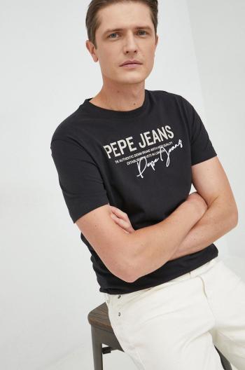 Bavlněné tričko Pepe Jeans Scout černá barva, s potiskem