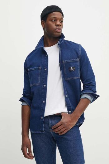 Džínová bunda Calvin Klein Jeans pánská, tmavomodrá barva, přechodná, J30J325893