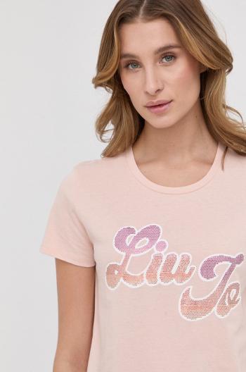 Bavlněné tričko Liu Jo růžová barva