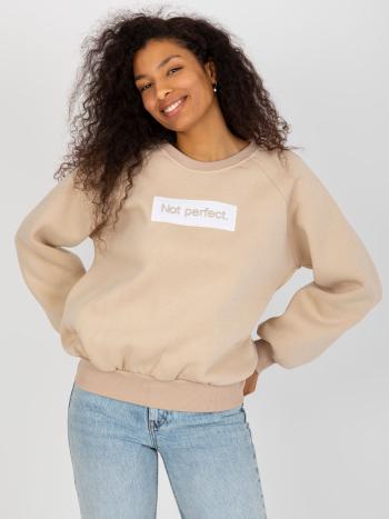 BÉŽOVÁ MIKINA TRACY S POTISKEM "NOT PERFECT" -EM-BL-N652.46-BEIGE Velikost: S/M