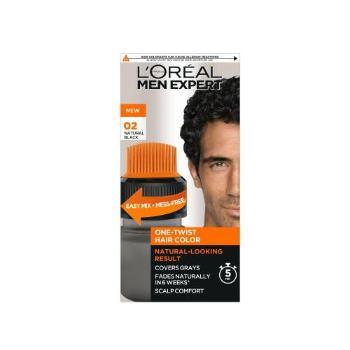 L'Oréal Paris Men Expert One-Twist Hair Color 50 ml barva na vlasy pro muže 02 Real Black na všechny typy vlasů