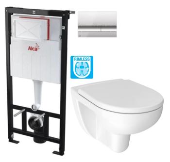 ALCADRAIN Sádromodul předstěnový instalační systém s chromovým tlačítkem M1721 + WC JIKA LYRA PLUS RIMLESS + SEDÁTKO DURAPLAST AM101/1120 M1721 LY1