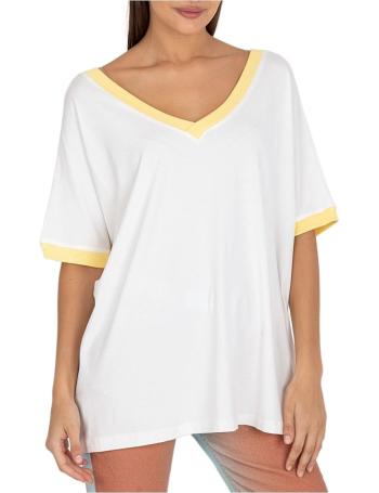 Bílé dámské tričko se žlutými lemy vel. ONE SIZE