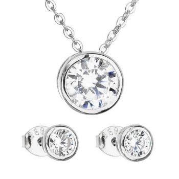 Evolution Group sada šperků se zirkonem v bílé barvě náušnice a náhrdelník 19006.1