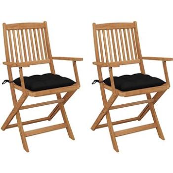 Skládací zahradní židle s poduškami 2 ks masivní akáciové dřevo, 3064612 (3064612)