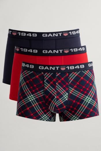 SPODNÍ PRÁDLO GANT TARTAN CHECK TRUNK 3-PACK modrá M