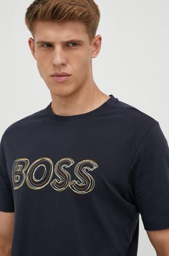 Bavlněné tričko BOSS Boss Athleisure tmavomodrá barva