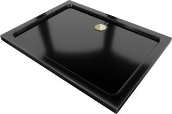 MEXEN/S Flat sprchová vanička obdelníková slim 100 x 90 cm, černá + zlatý sifon 40709010G