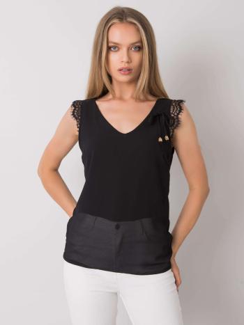 ČERNÝ TOP S KRAJKOU -DHJ-TP-13317.25P-BLACK Velikost: ONE SIZE