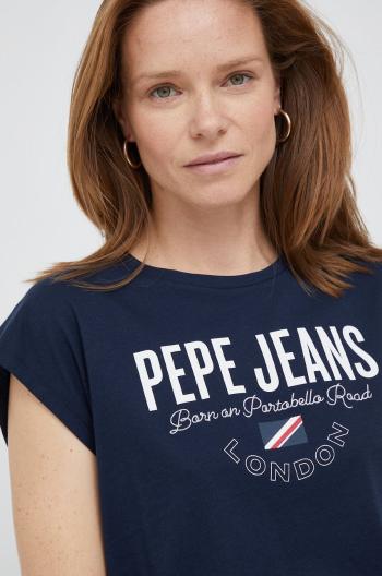 Bavlněné tričko Pepe Jeans tmavomodrá barva