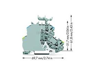 Dvojitá průchodková svorka WAGO 2000-2247/099-000, osazení: L, pružinová svorka, 4.20 mm, šedá, 50 ks