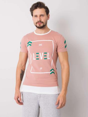 RŮŽOVÉ PÁNSKÉ TRIČKO S POTISKEM LVL MH-TS-2085.34-PINK Velikost: XL