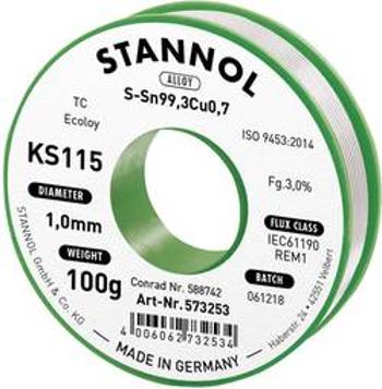 Cínová pájka PBF Sn99Cu1, Ø 1mm, 100 g, Stannol KS115