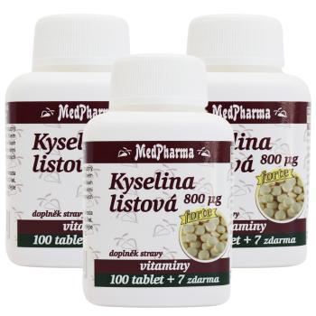 MedPharma Kyselina listová 800 µg - FORTE, 107 tablet 3 kusy: 3x107 tbl.