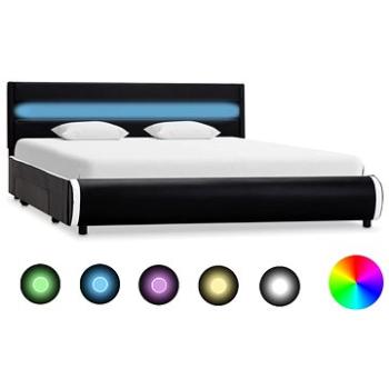 Rám postele s LED světlem černý umělá kůže 160x200 cm (284976)