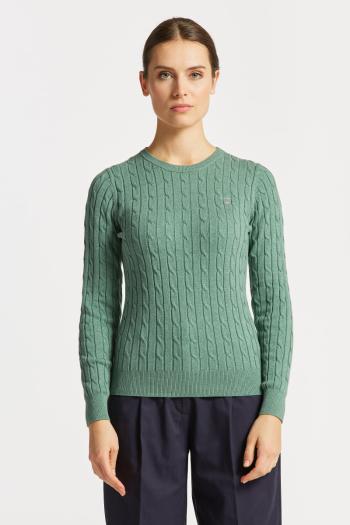 SVETR GANT STRETCH COTTON CABLE C-NECK zelená XS