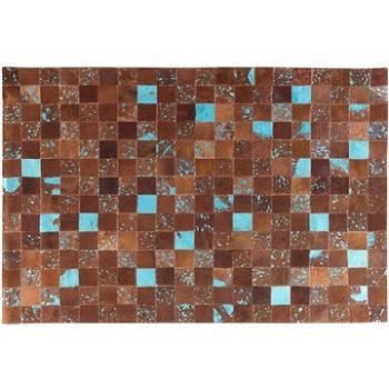Hnědý kožený patchwork koberec 160x230 cm ALIAGA, 41430 (beliani_41430)