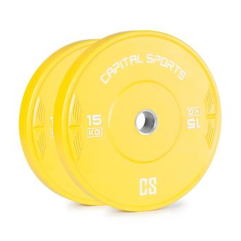 Capital Sports Nipton 15, kotouč, závaží, 2 x 15 kg, tvrzená pryž, žlutý