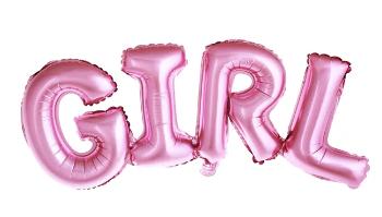 PartyDeco Fóliový balón - GIRL růžový 74 x 33 cm