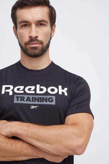 Tréninkové tričko Reebok černá barva, s potiskem