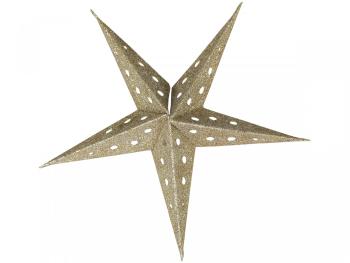 Champagne papírová hvězda Vintage s glitry - 13 cm 51088003 (51880-03)