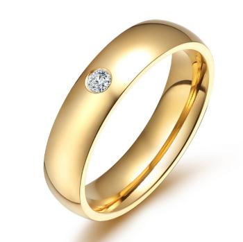 Ziskoun Dámský prsten z chirurgické oceli se zirkonem v imitaci diamantu- zlatý SR000022 Velikost: 8